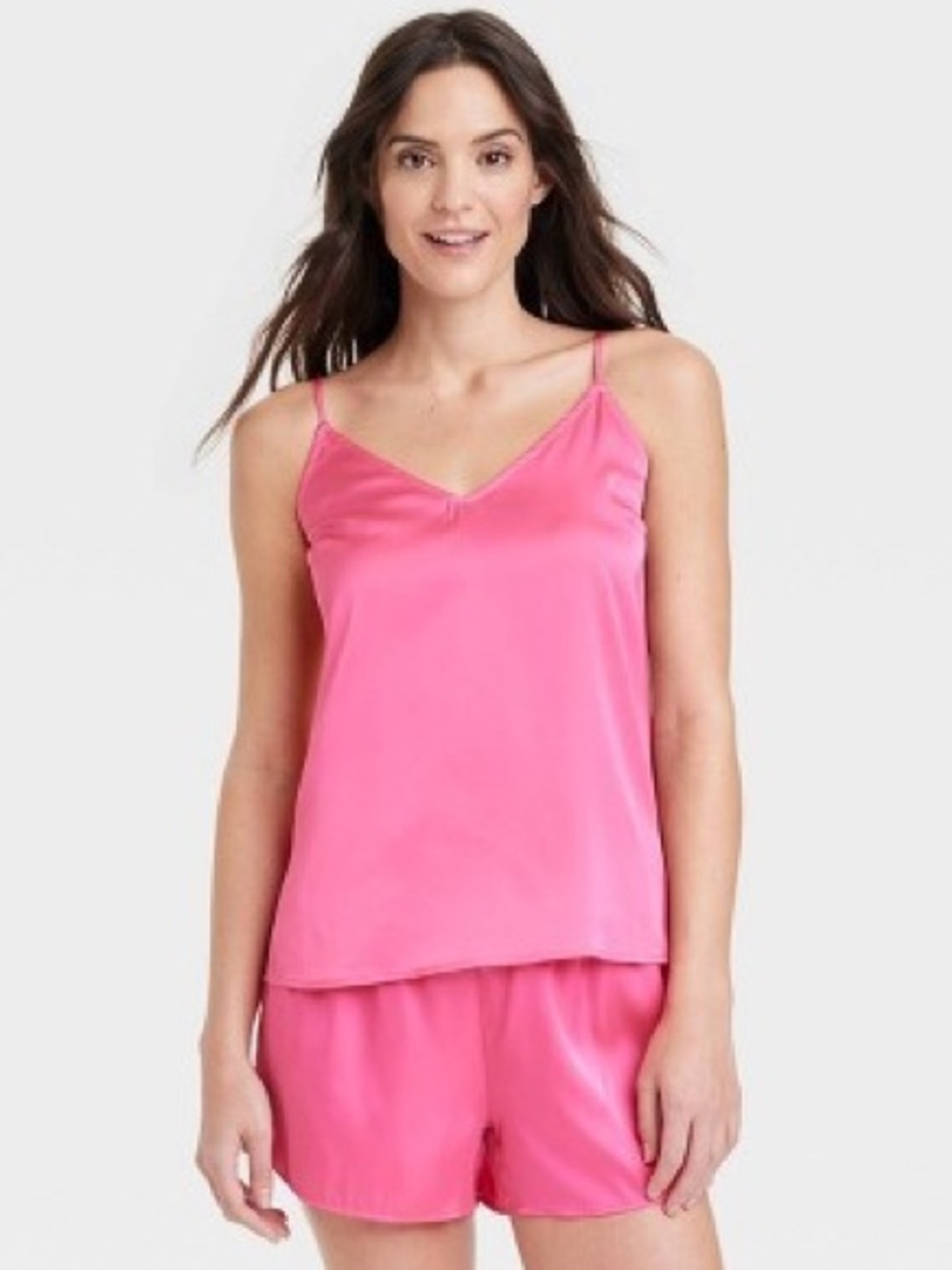 Stars Above Women's Satin Cami Top and Shorts Set Hot Pink Size Large